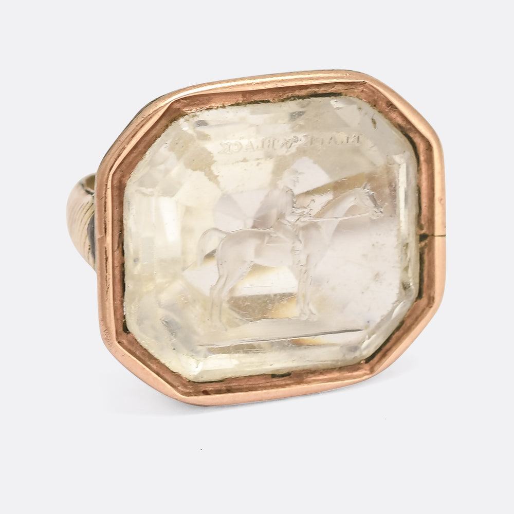 Victorian Rock Crystal BLACK & BLACK Intaglio Seal Fob