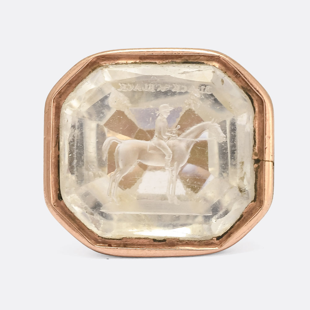 Victorian Rock Crystal BLACK & BLACK Intaglio Seal Fob