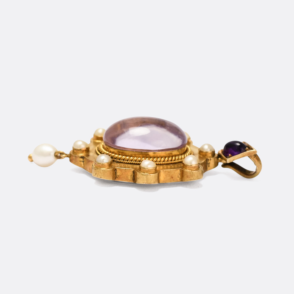 Victorian Rock Crystal & Pearl Pool Of Light Locket