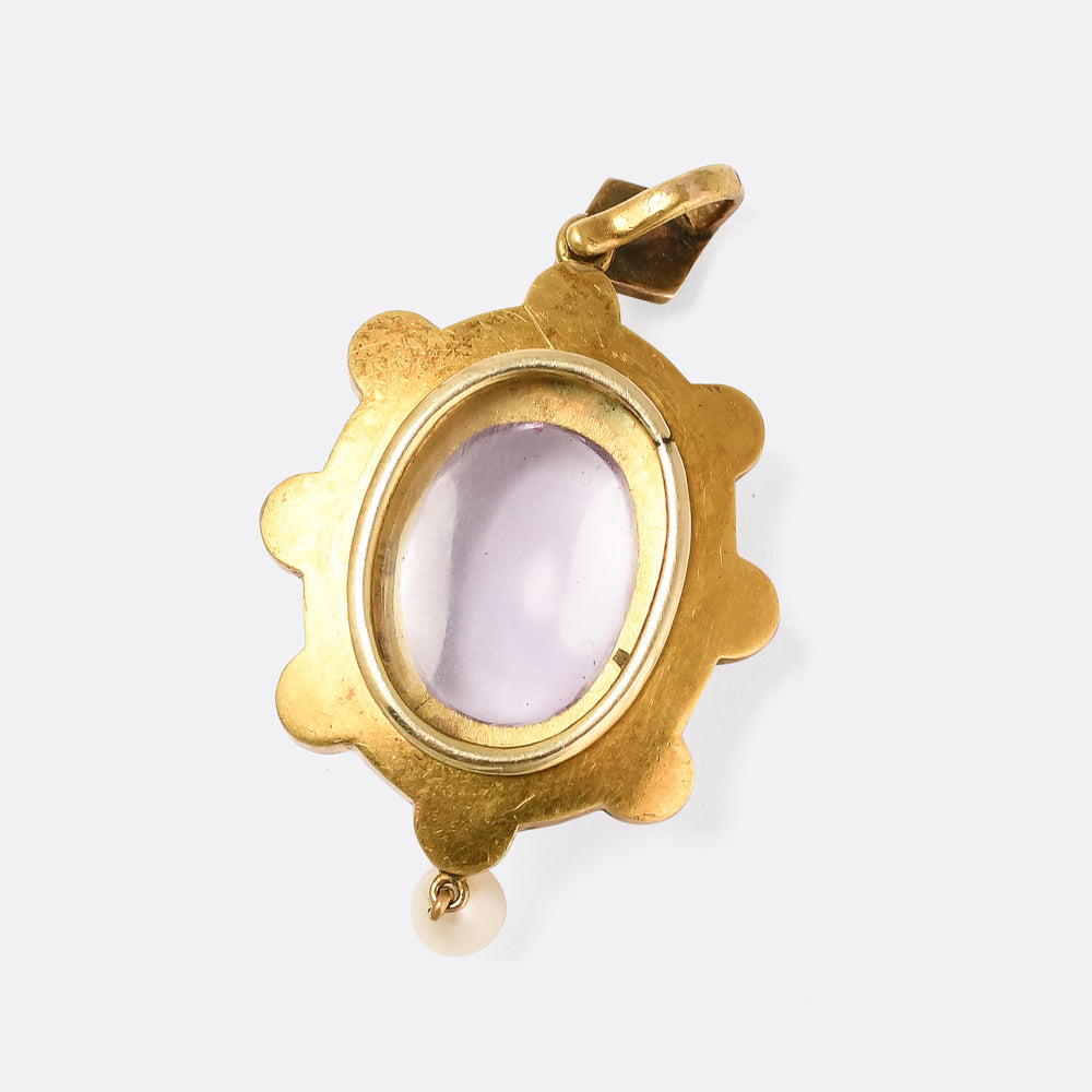 Victorian Rock Crystal & Pearl Pool Of Light Locket