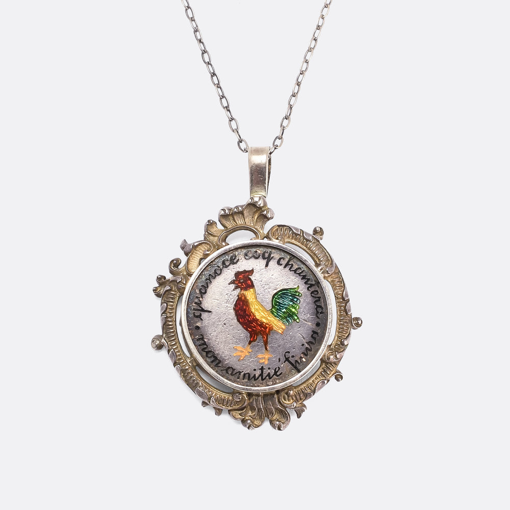Victorian Rooster Love Token Pendant