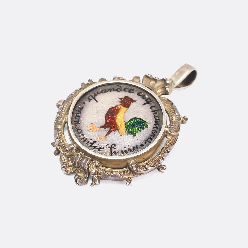Victorian Rooster Love Token Pendant