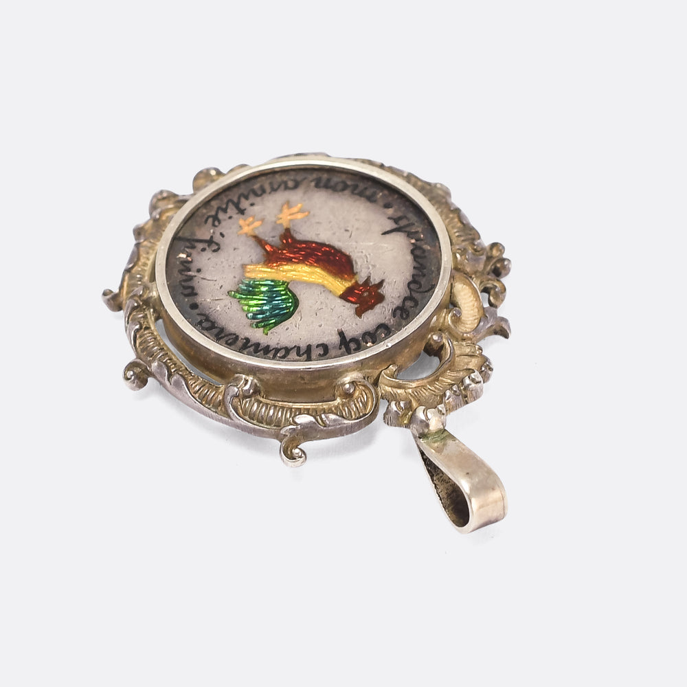 Victorian Rooster Love Token Pendant