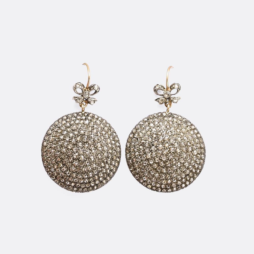 Victorian Rose Cut Diamond Pavé Dome Earrings