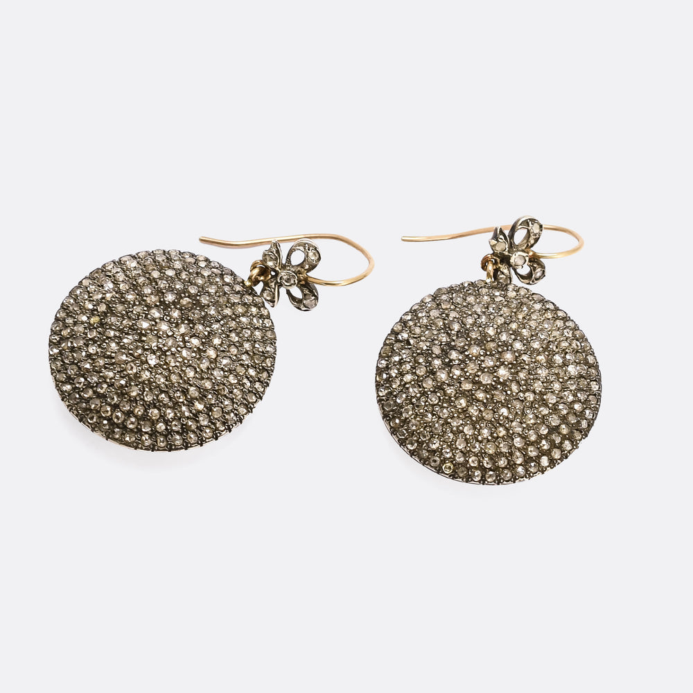 Victorian Rose Cut Diamond Pavé Dome Earrings