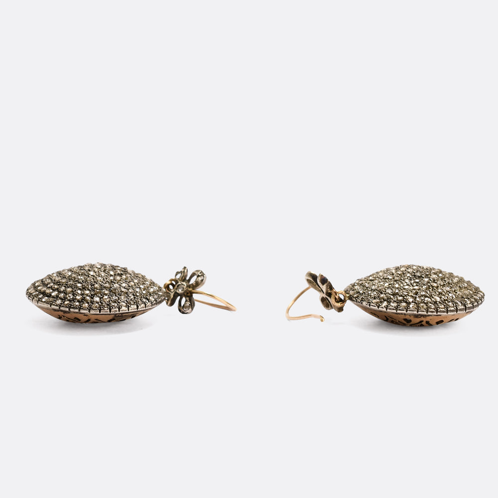 Victorian Rose Cut Diamond Pavé Dome Earrings