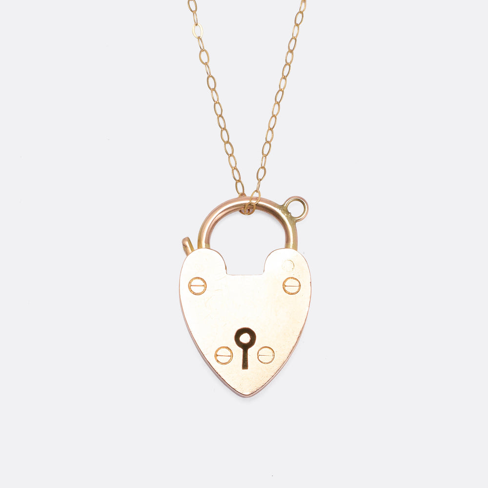 Victorian Rose Gold Heart Padlock Pendant