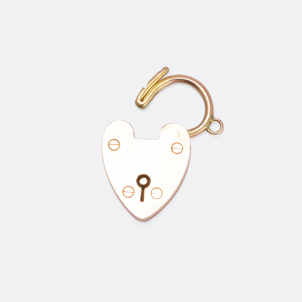 Victorian Rose Gold Heart Padlock Pendant