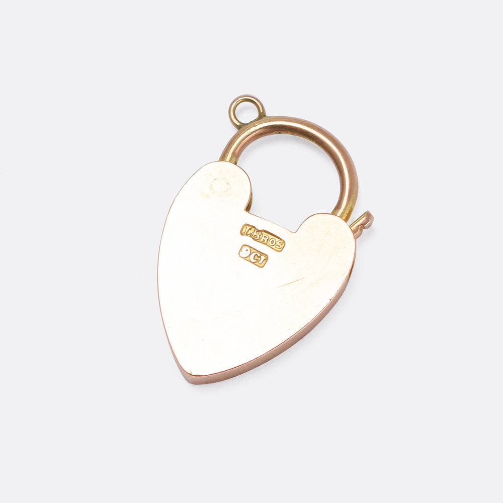 Victorian Rose Gold Heart Padlock Pendant