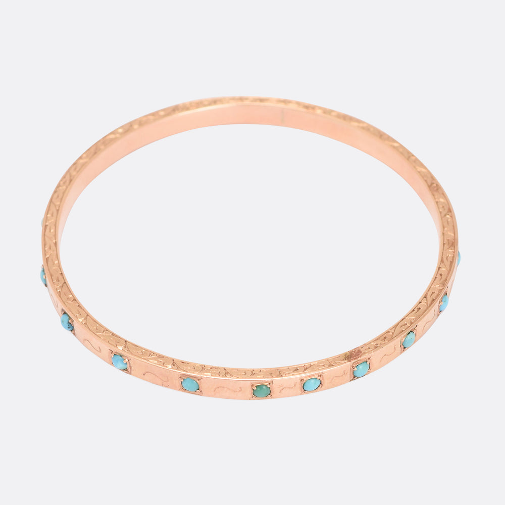 Victorian Rose Gold Turquoise Bangle