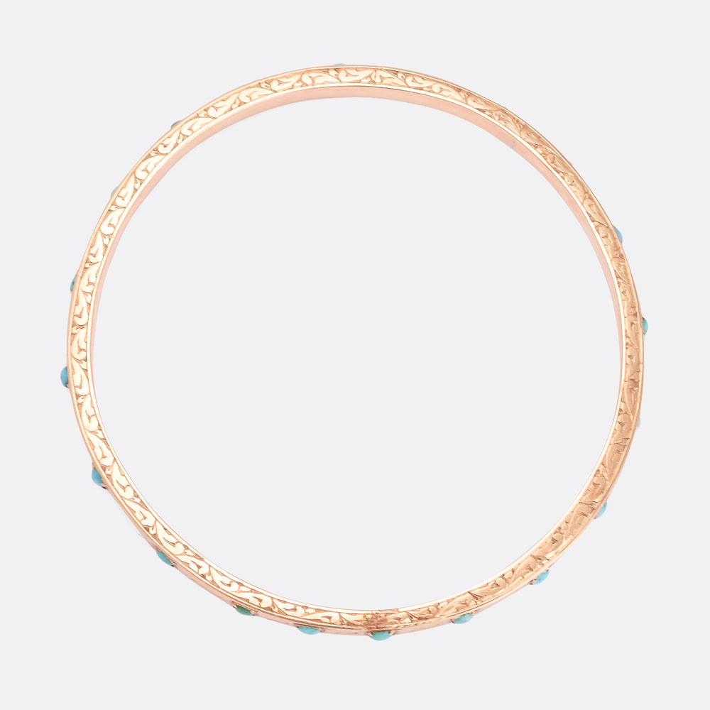 Victorian Rose Gold Turquoise Bangle