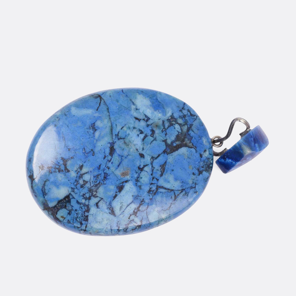 Victorian Rose Quartz & Swiss Lapis Bug Pendant