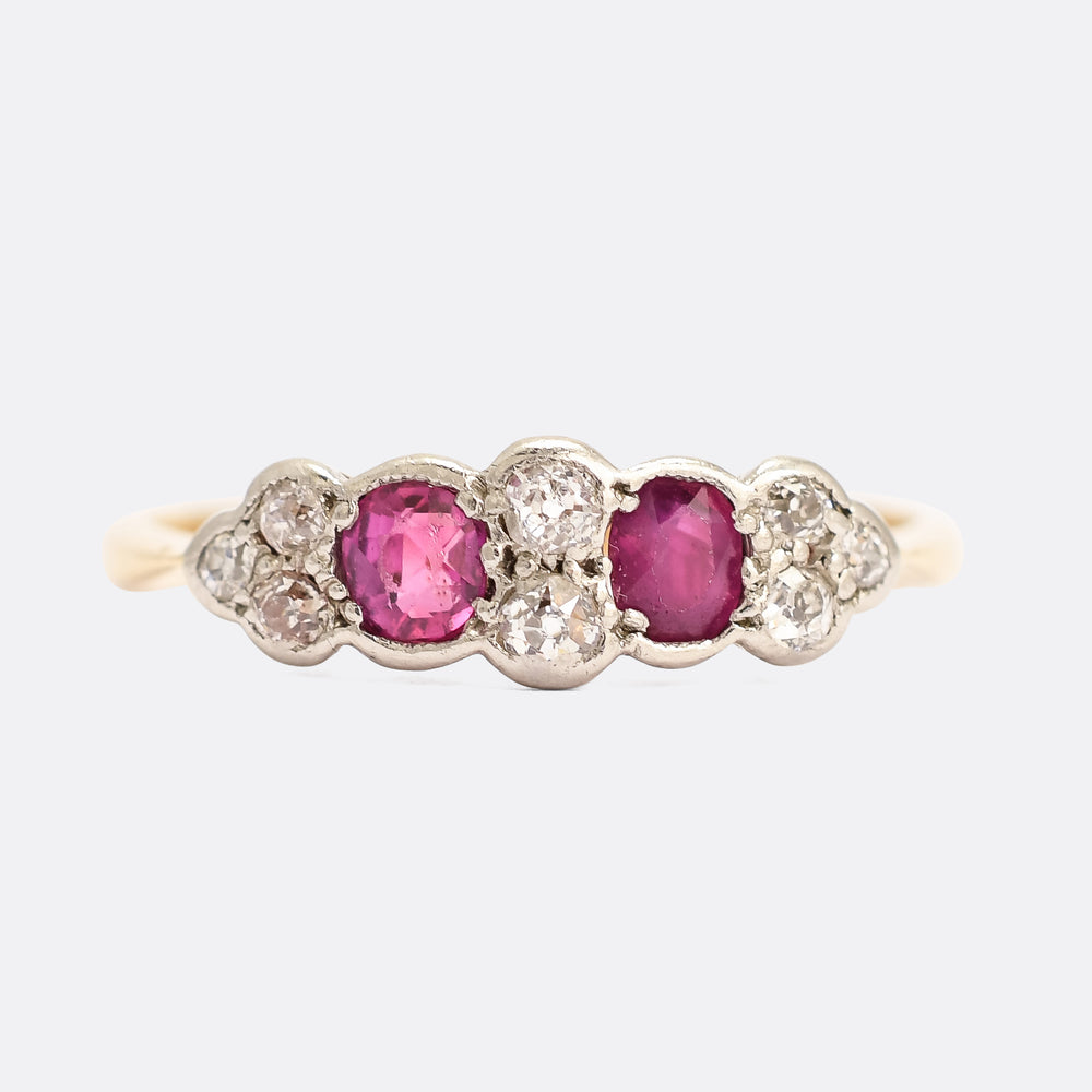 Victorian Ruby & Diamond Half-Hoop Ring