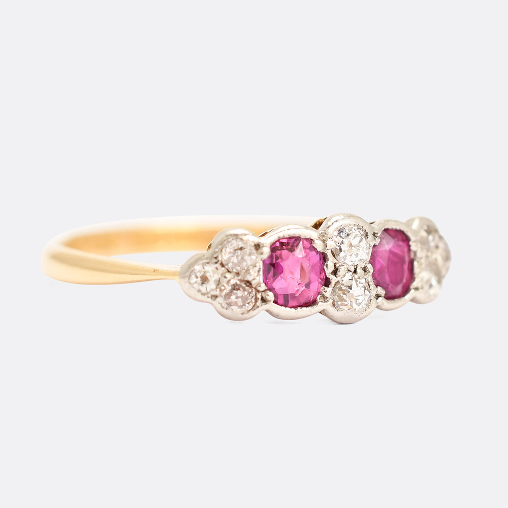 Victorian Ruby & Diamond Half-Hoop Ring
