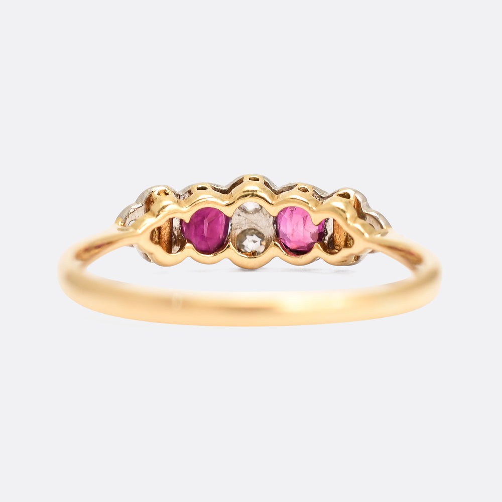 Victorian Ruby & Diamond Half-Hoop Ring