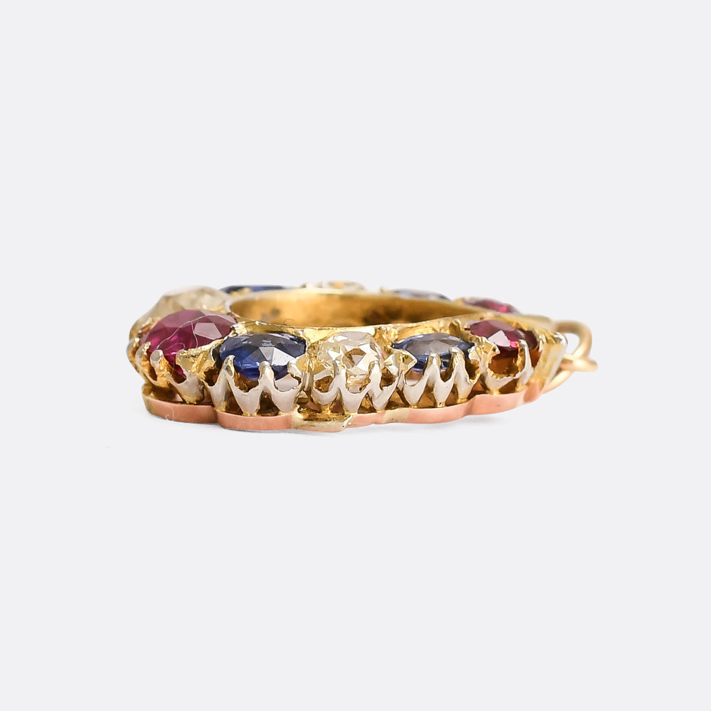 Victorian Ruby, Sapphire & Diamond Horseshoe Pendant