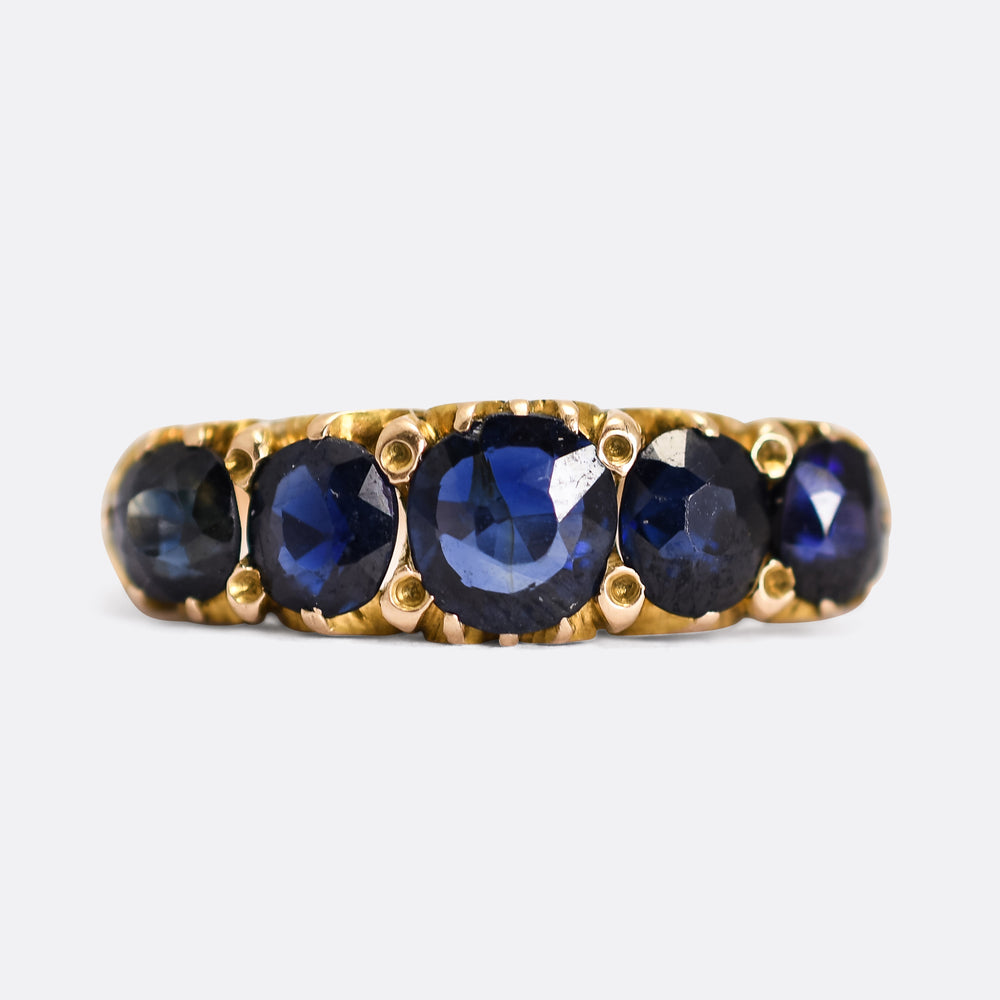Victorian Sapphire 5-Stone Half Hoop Ring