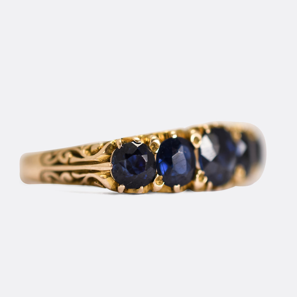 Victorian Sapphire 5-Stone Half Hoop Ring
