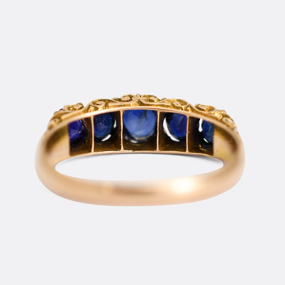 Victorian Sapphire 5-Stone Half Hoop Ring