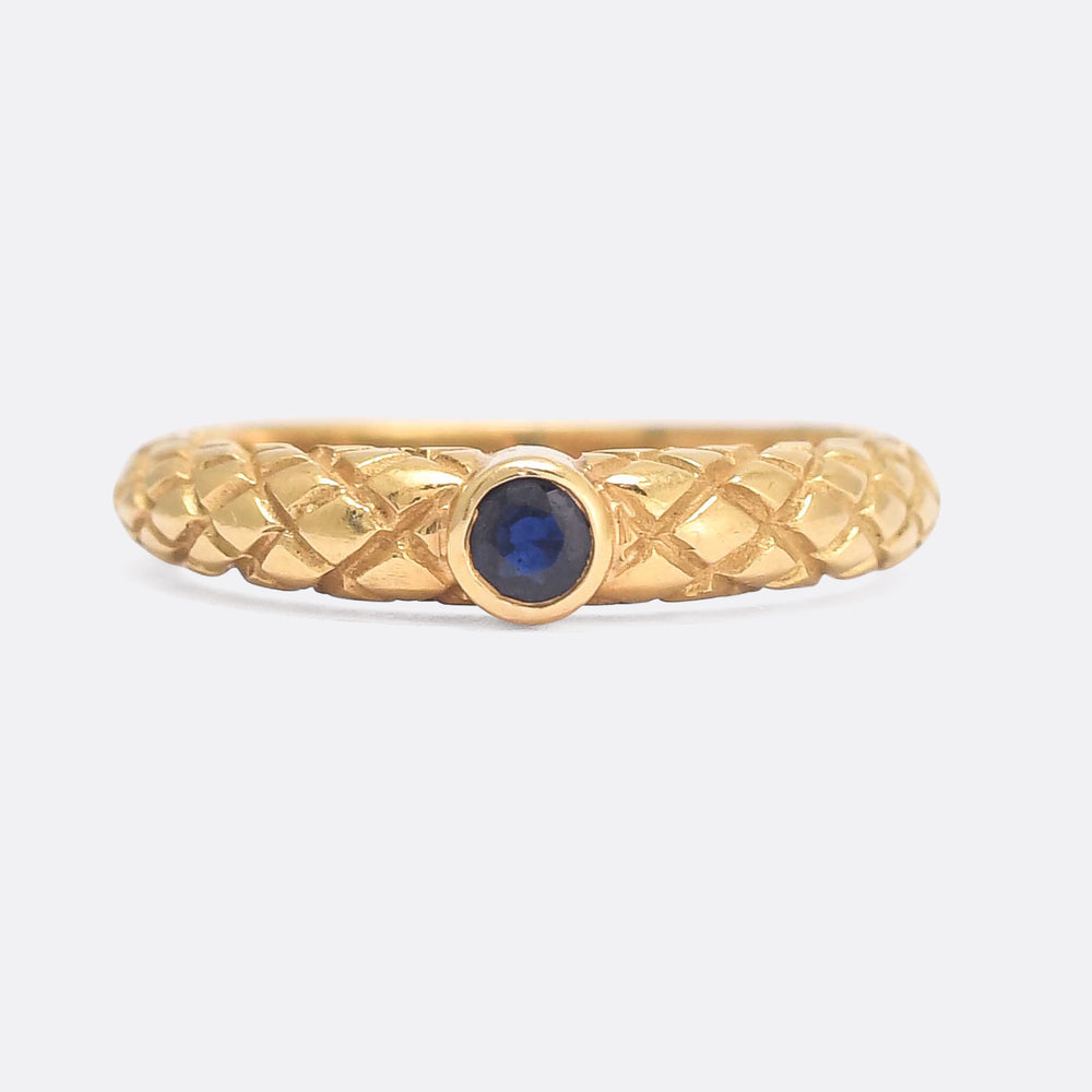 Victorian Sapphire Cross-Hatched Ring