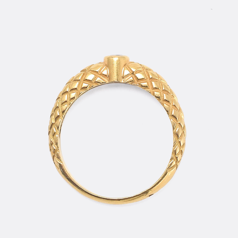 Victorian Sapphire Cross-Hatched Ring