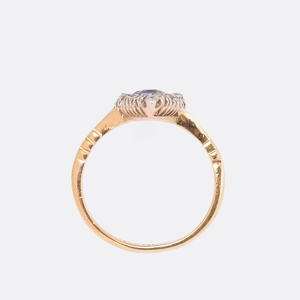 Victorian Sapphire & Diamond Marquise Cluster Ring
