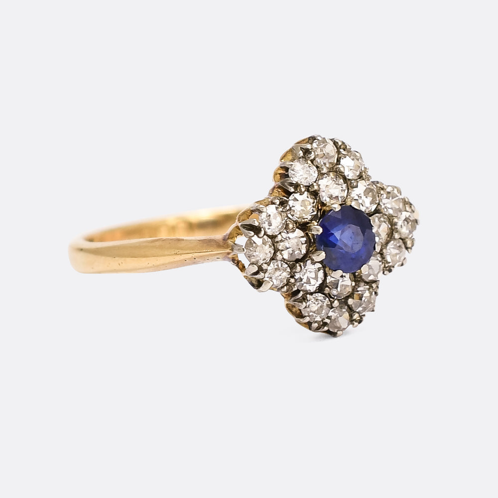 Victorian Sapphire & Diamond Quatrefoil Ring