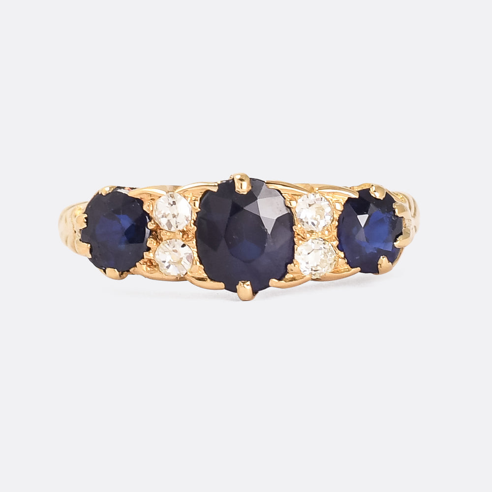 Victorian Sapphire & Diamond Scroll Ring