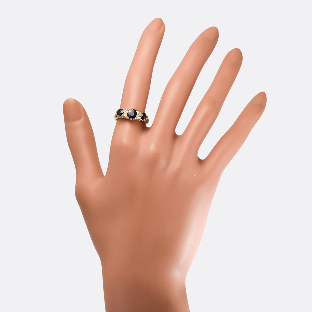 Victorian Sapphire & Diamond Scroll Ring