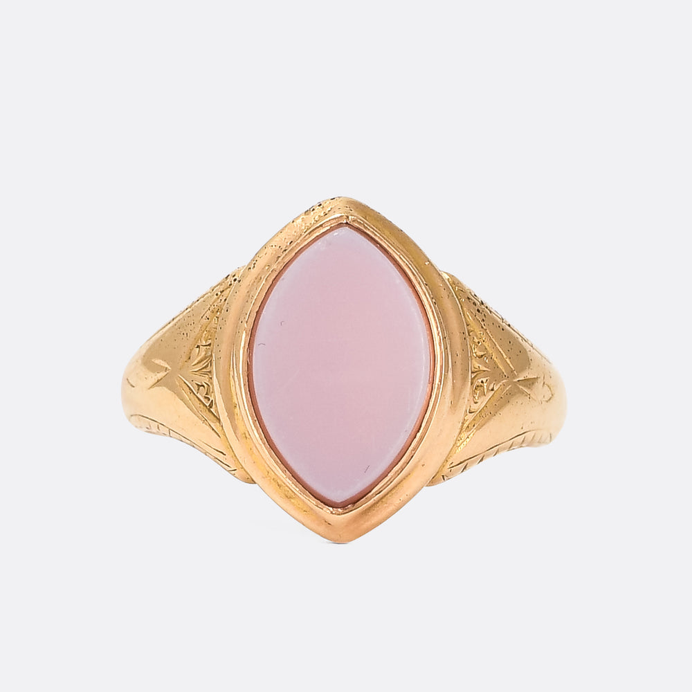 Victorian Sardonyx Navette Signet Ring