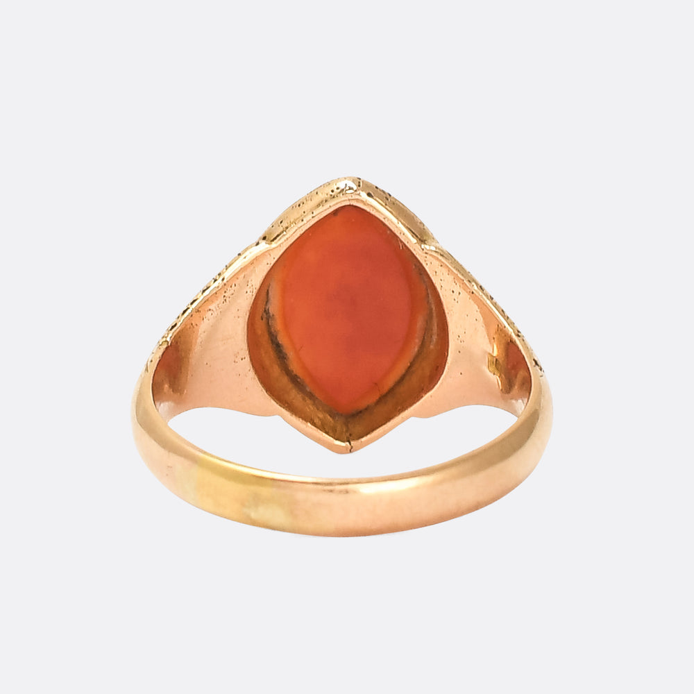 Victorian Sardonyx Navette Signet Ring