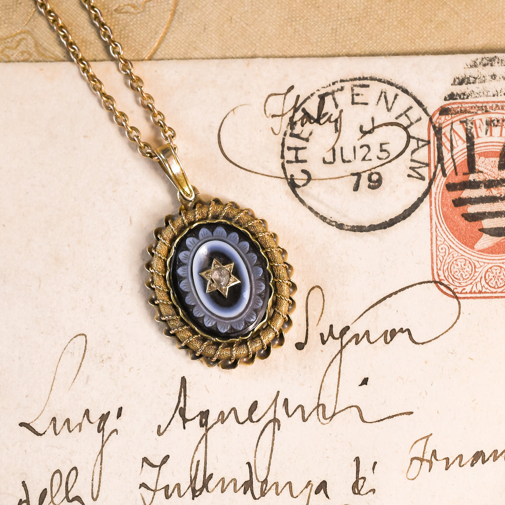 Victorian Sardonyx & Diamond Flower Locket