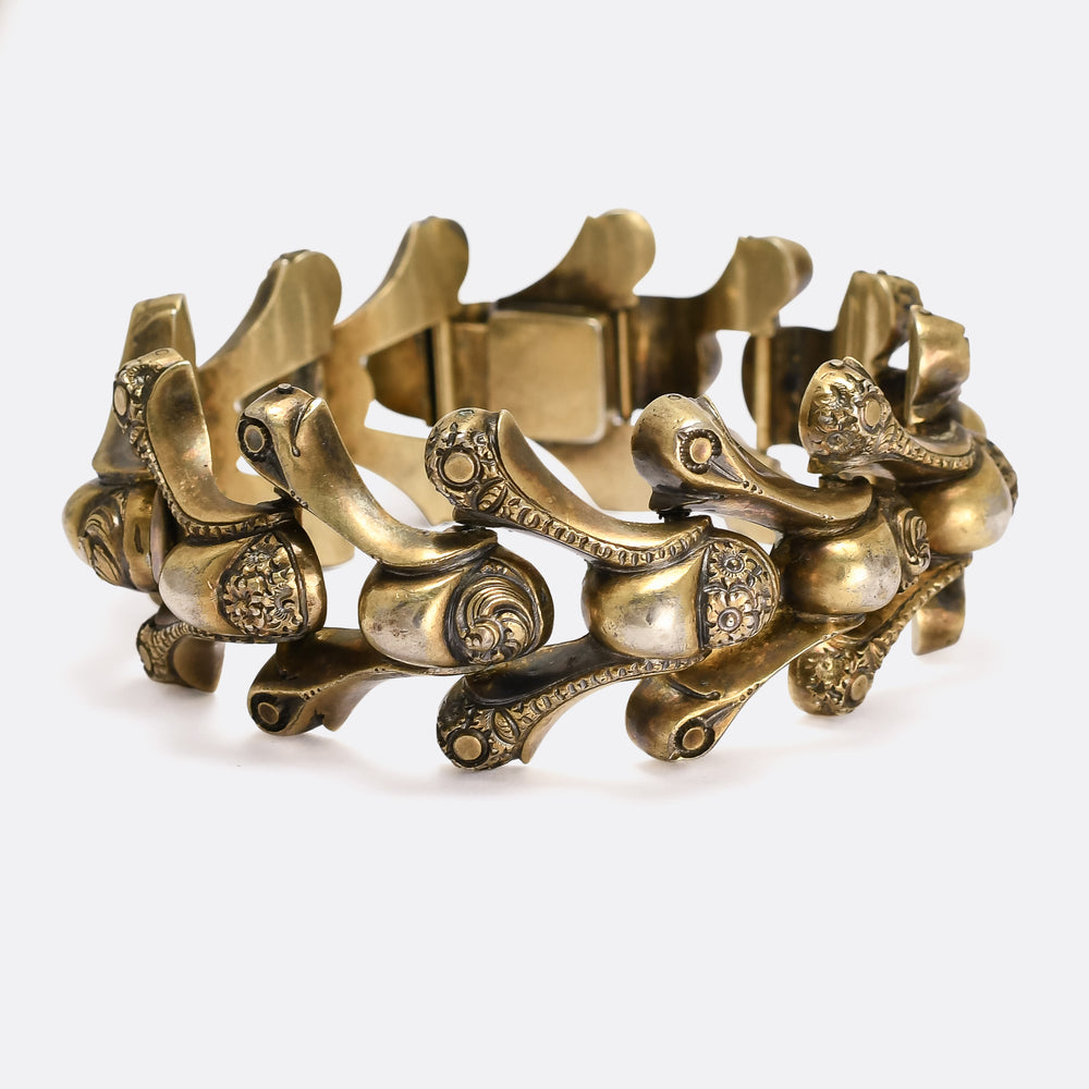Victorian Silver Gilt Acorns Bracelet