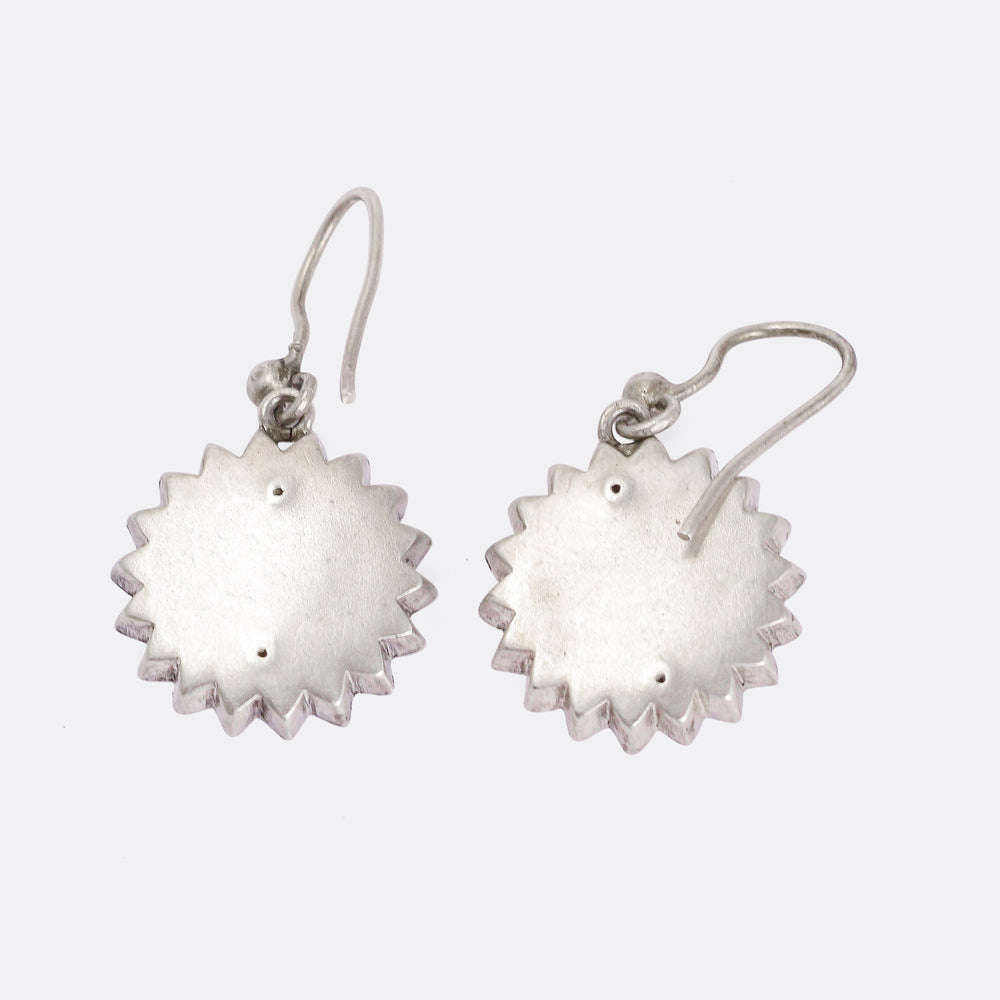 Victorian Silver Ivy & Sun Earrings