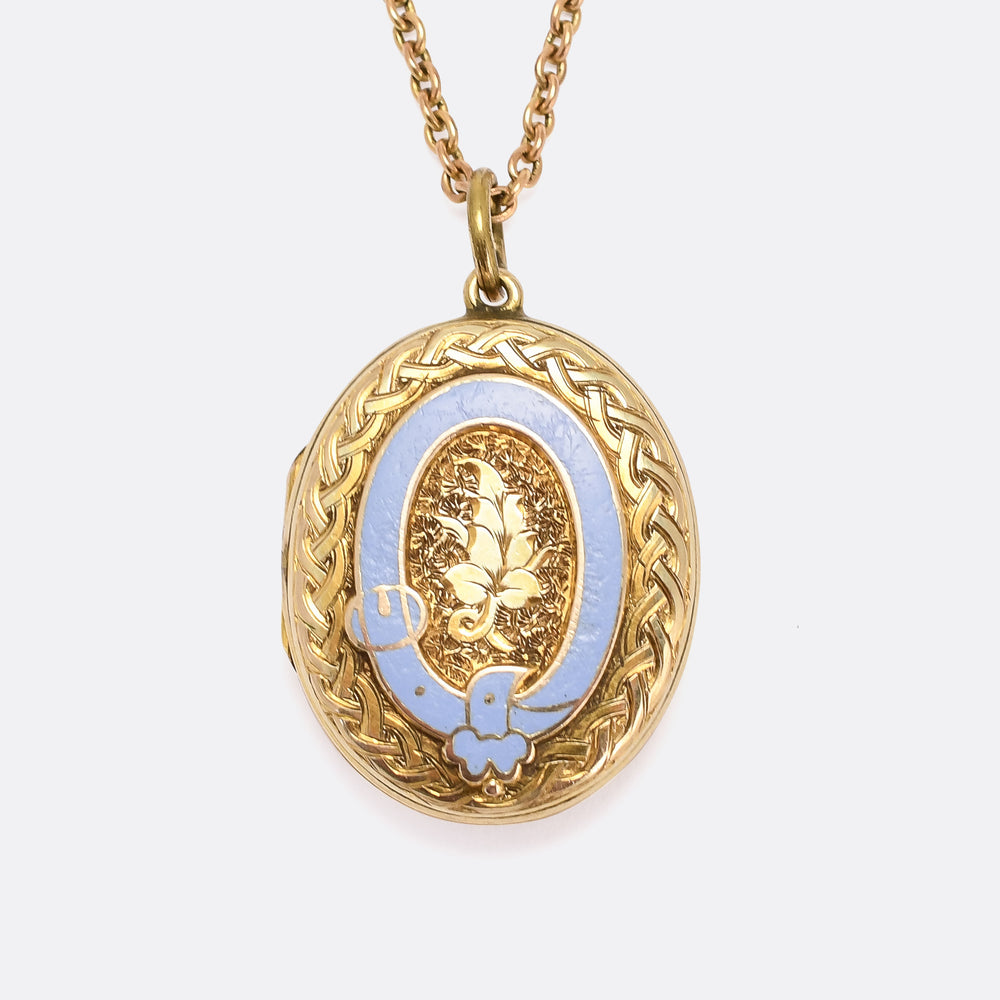 Victorian Sky Blue Garter Locket