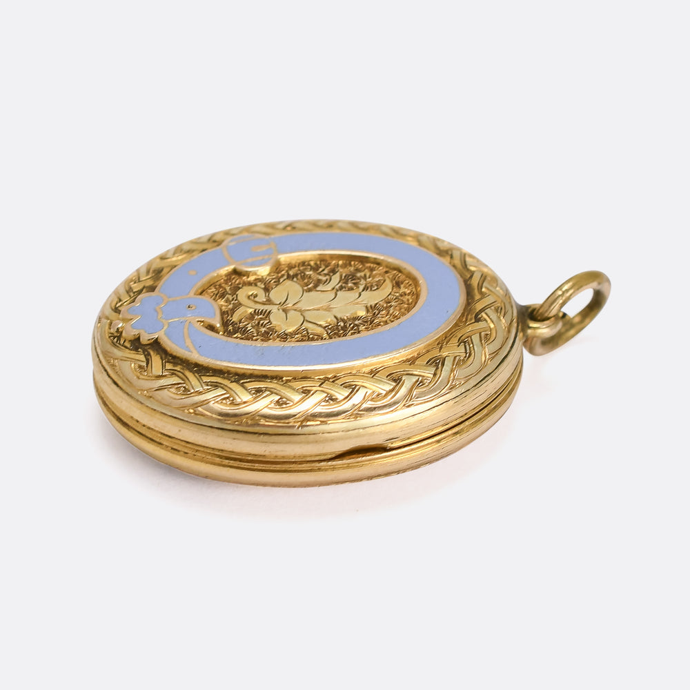 Victorian Sky Blue Garter Locket