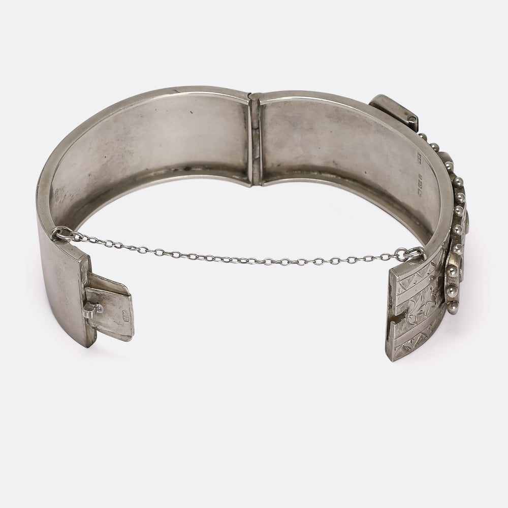 Victorian Sterling Silver Ivy Buckle Cuff