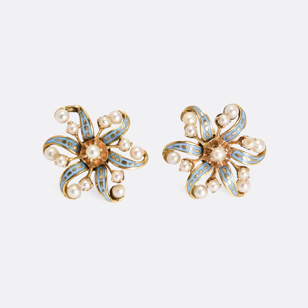 Victorian Sun in Splendour Pearl Earrings