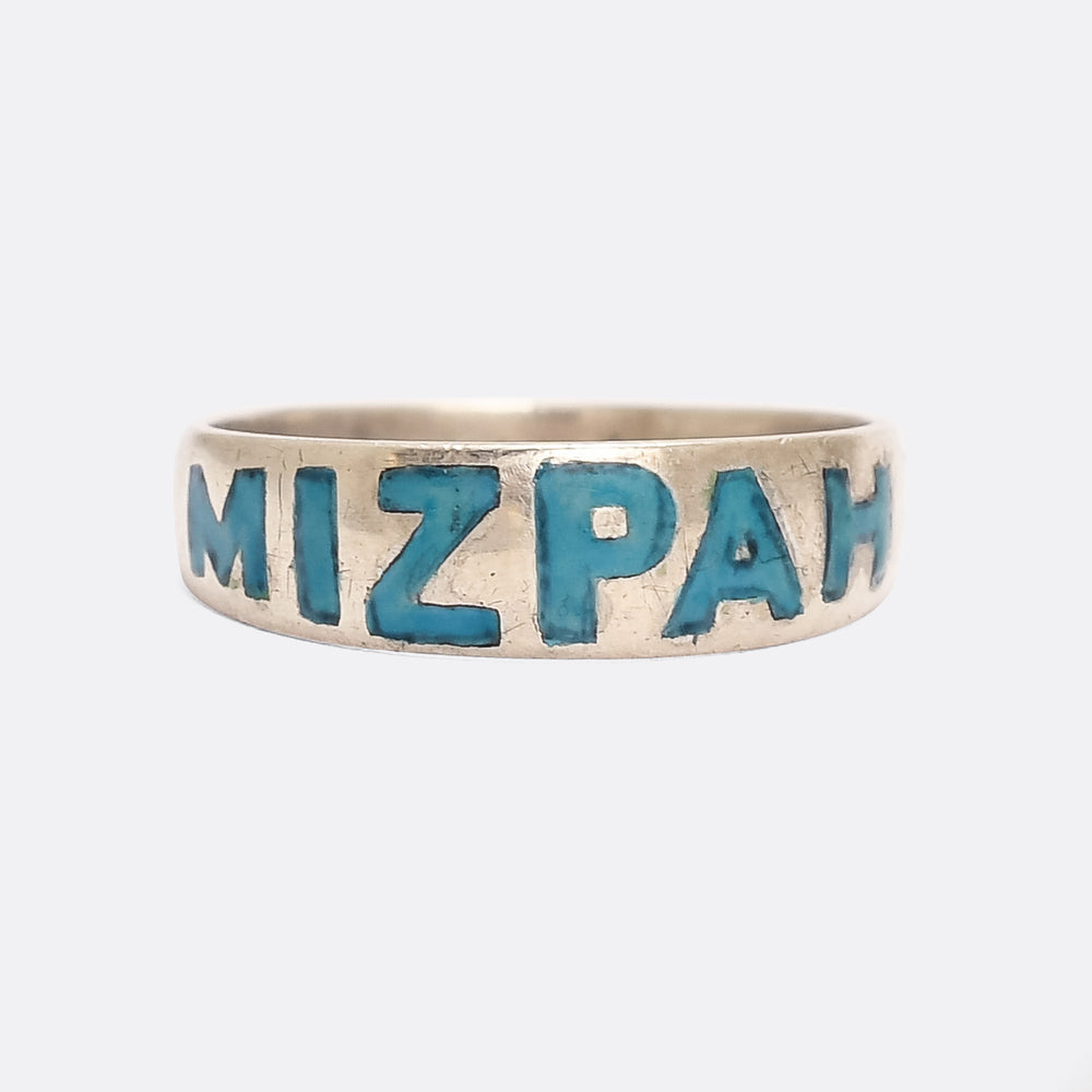 Victorian Turquoise Enamel MIZPAH Ring