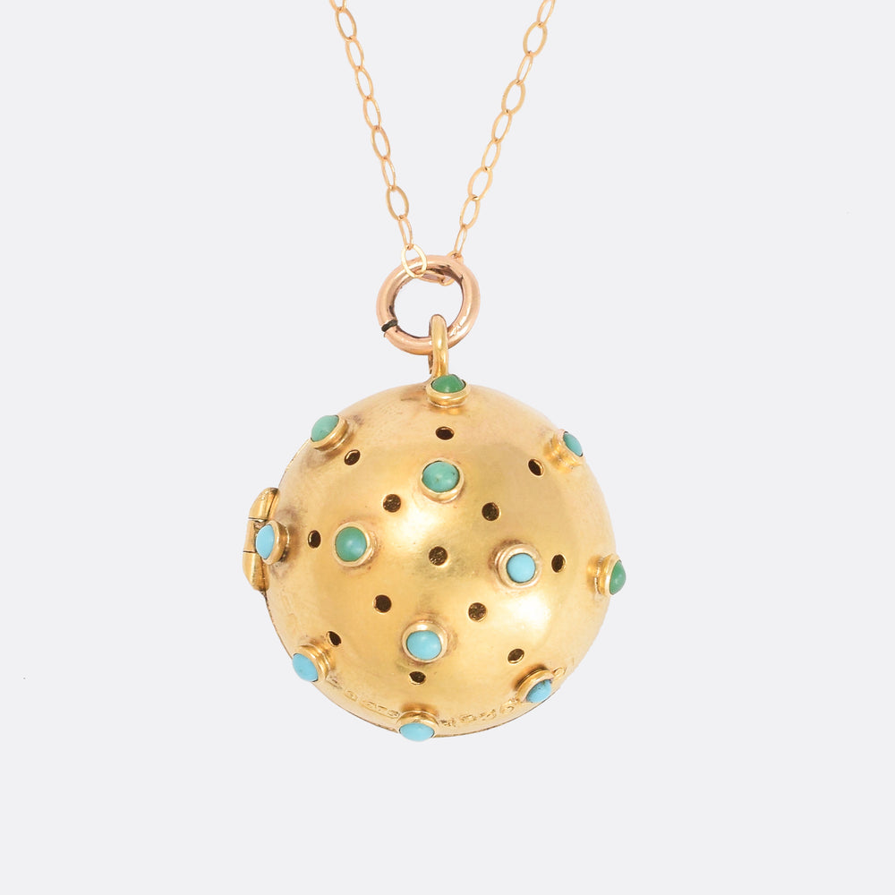 Victorian Turquoise Sputnik Vinaigrette Pendant