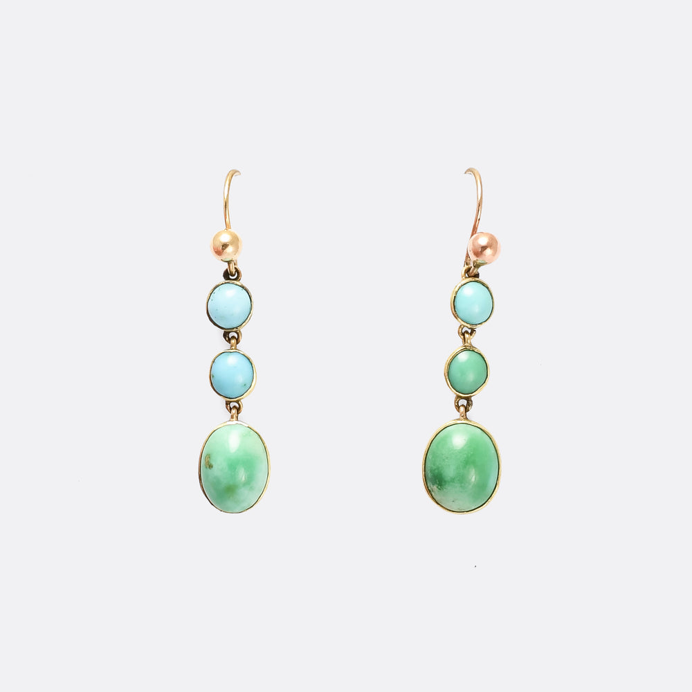 Victorian Turquoise Triple Drop Earrings