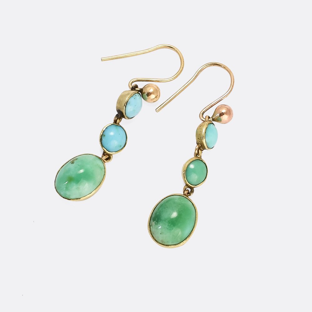 Victorian Turquoise Triple Drop Earrings