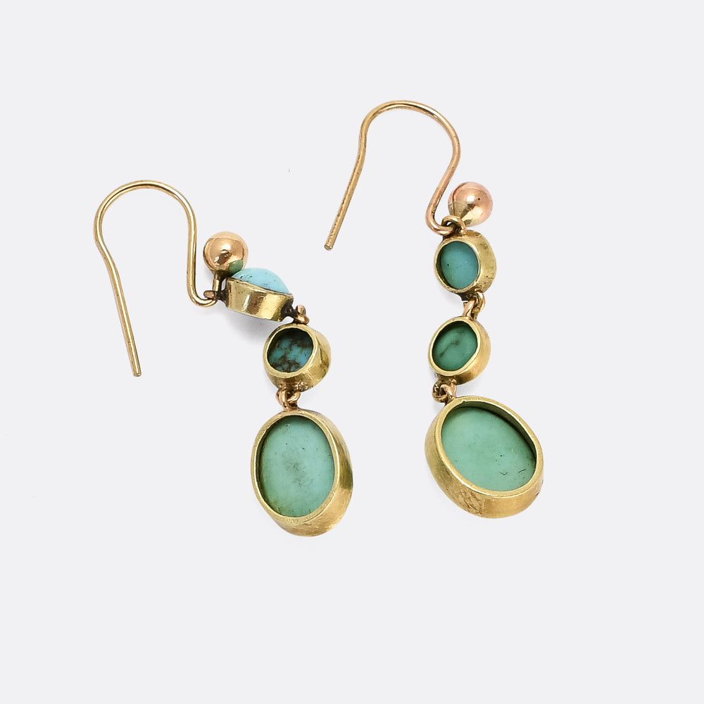 Victorian Turquoise Triple Drop Earrings