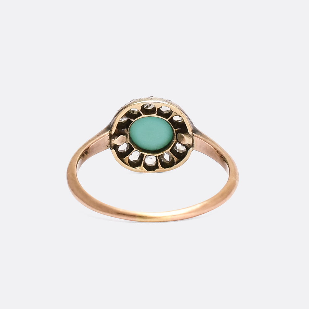 Victorian Turquoise & Rose Diamond Cluster Ring