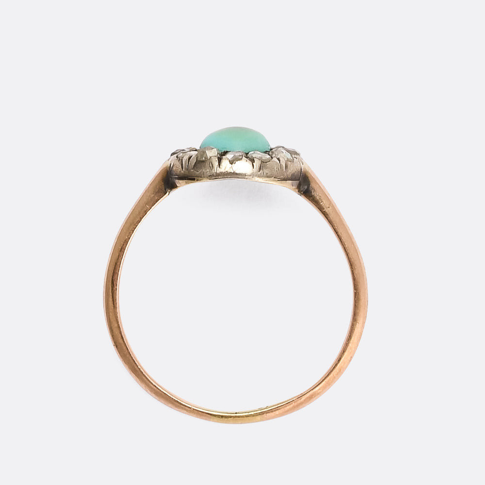 Victorian Turquoise & Rose Diamond Cluster Ring
