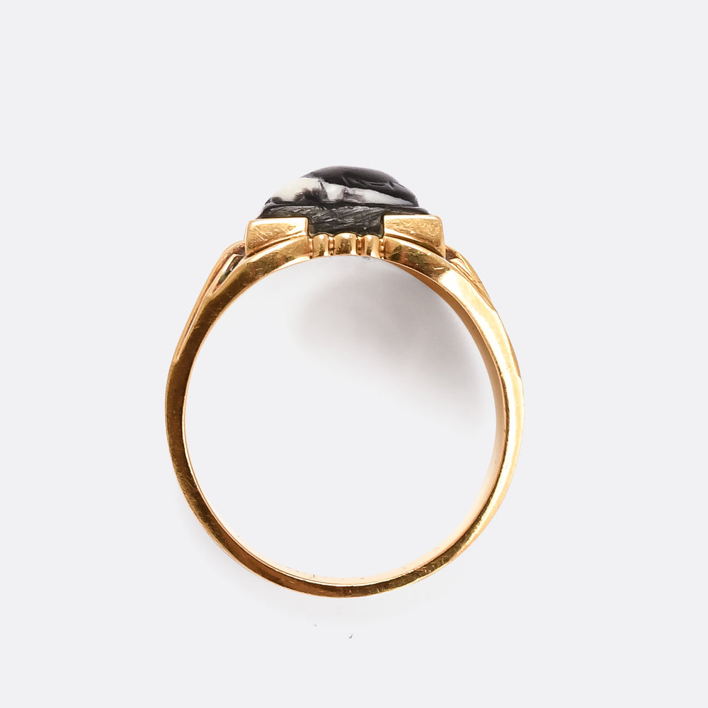 Victorian Venus & Mars Onyx Cameo Signet Ring