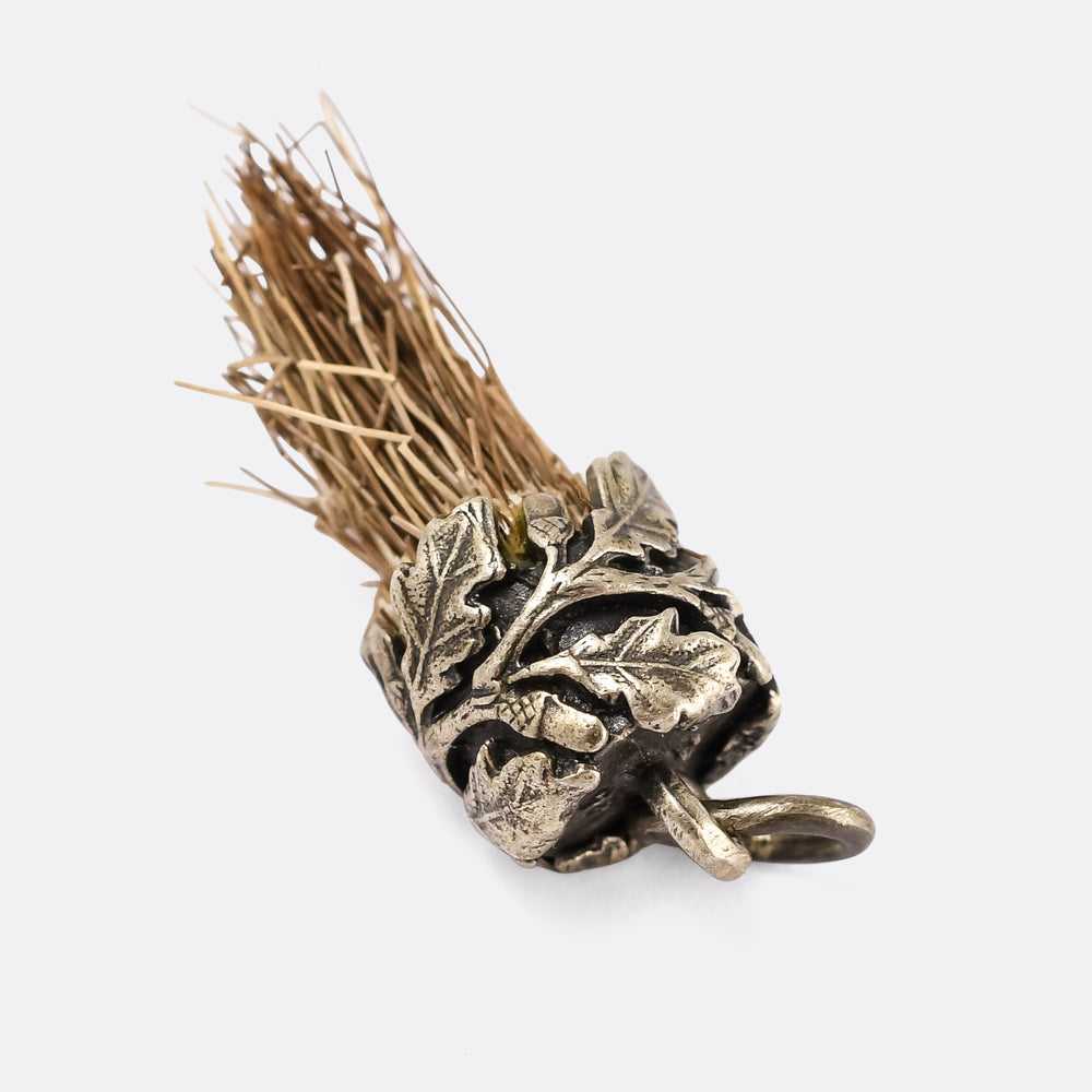 Victorian Wild Boar & Acorn Charivari Pendant