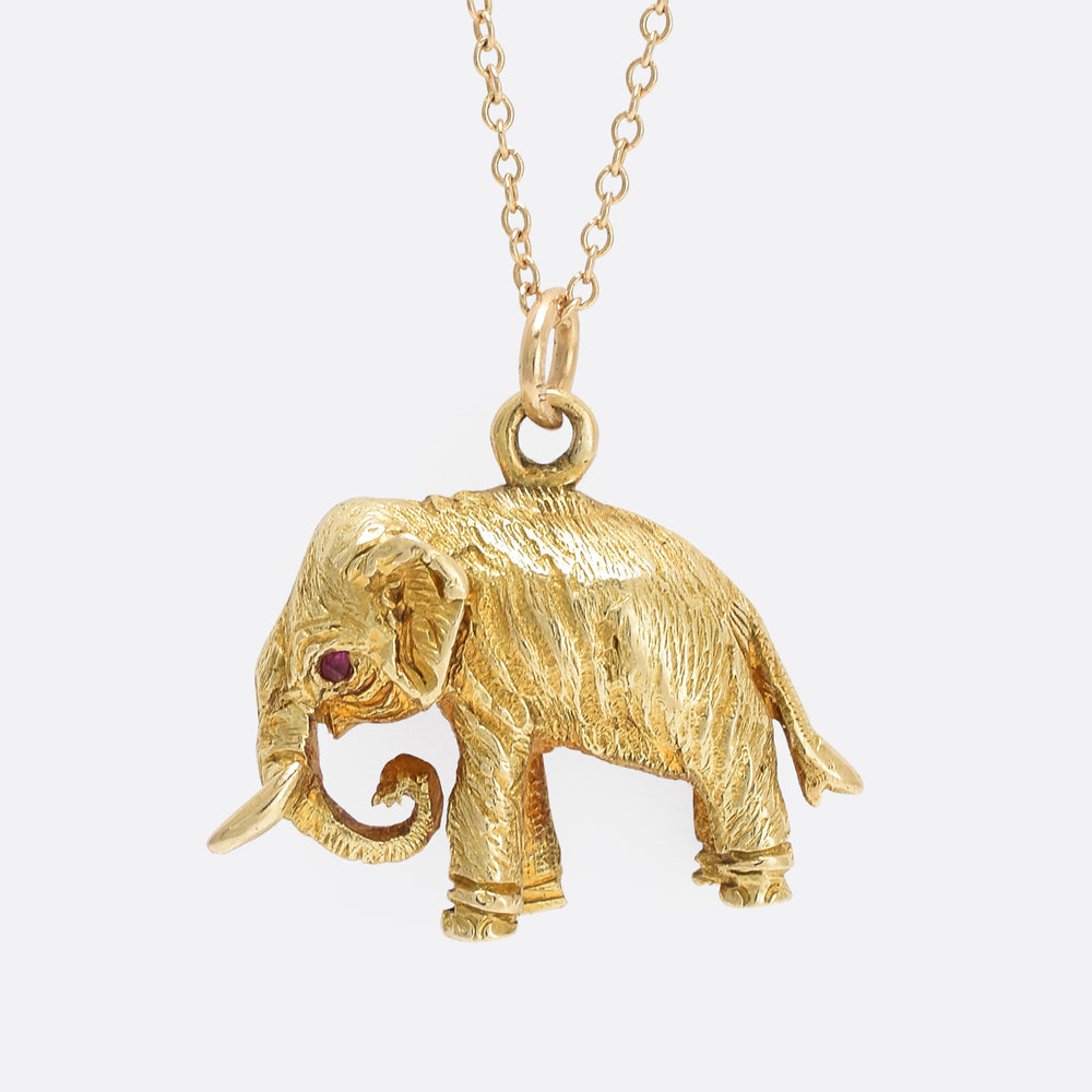 Victorian 15k Gold Elephant Pendant