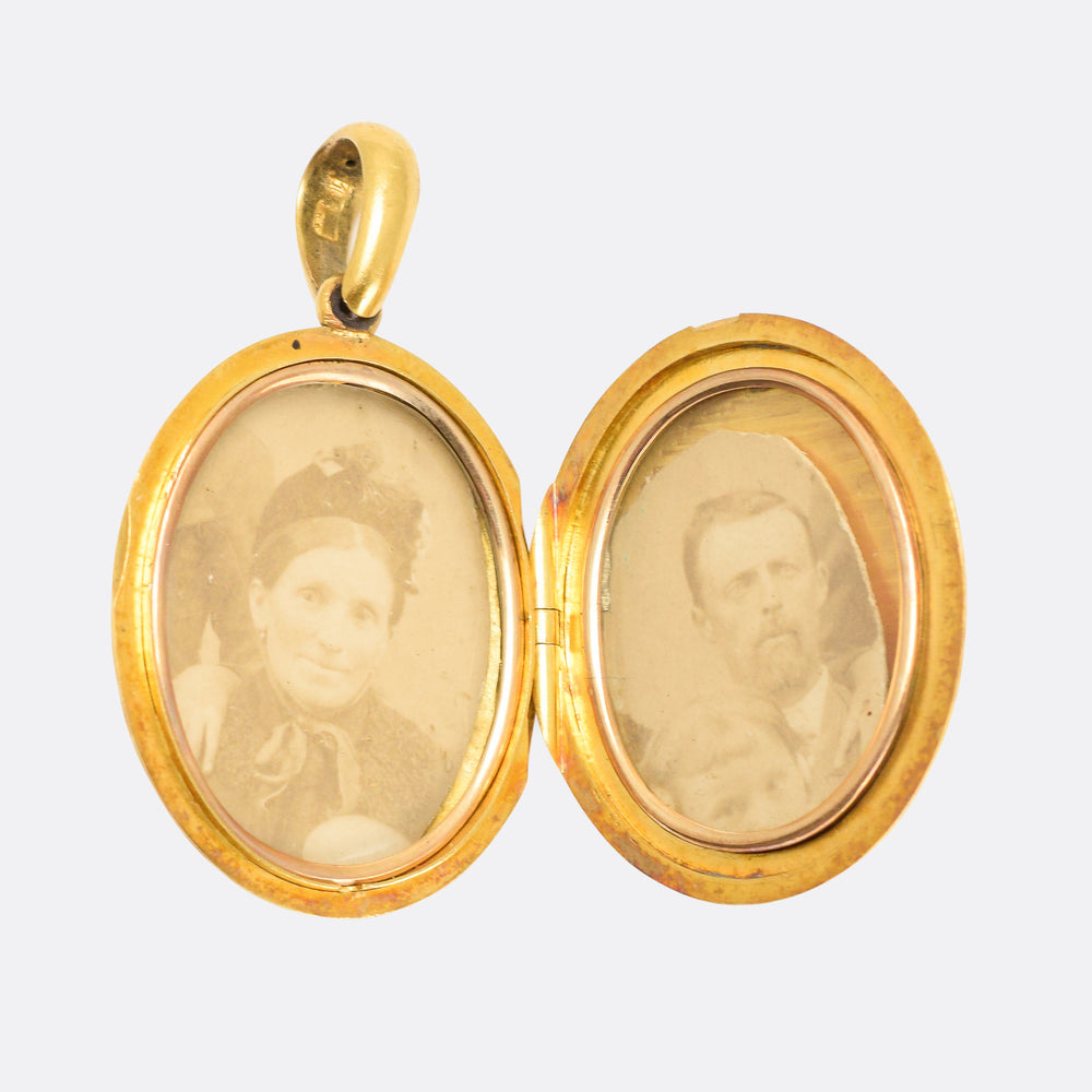 Victorian 15k Gold Foliate Chased Oval Locket
