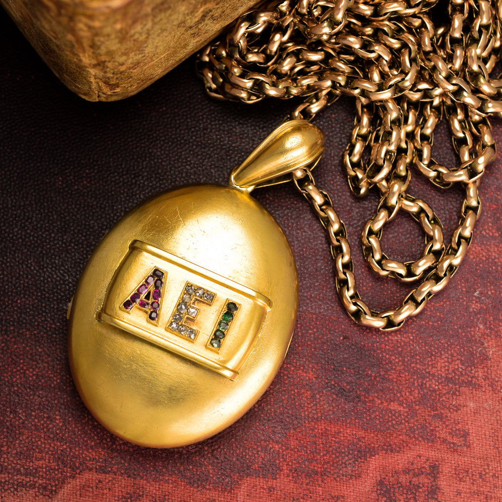 Victorian 18k Gold AEI Oval Locket